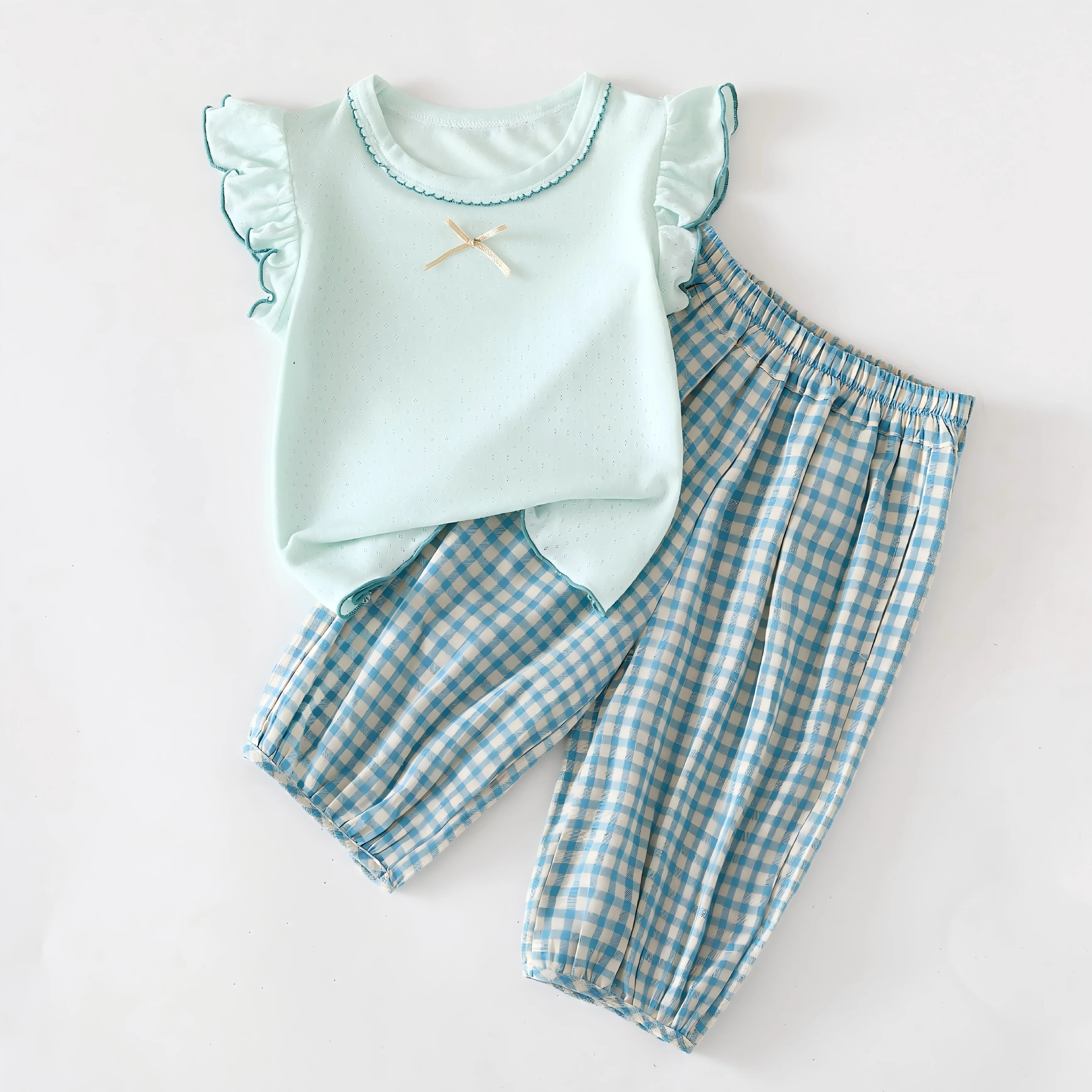 Summer Thin Breathable Girls' Outfit Children's Cool Versatile Separate Set Lightweight Comfortable Clothing for Kids