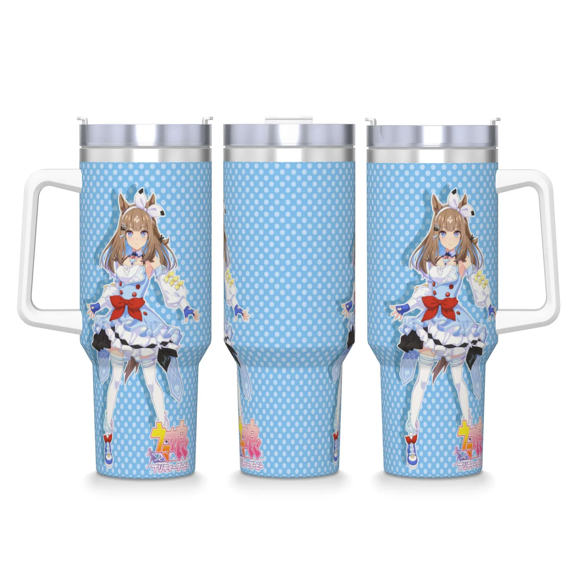 Almond Eye UmaMusume Pretty Derby Stainless Steel Tumbler  Driving Thermal Mug With Straws and Lid Mugs Cup Hot Drinks Bottle
