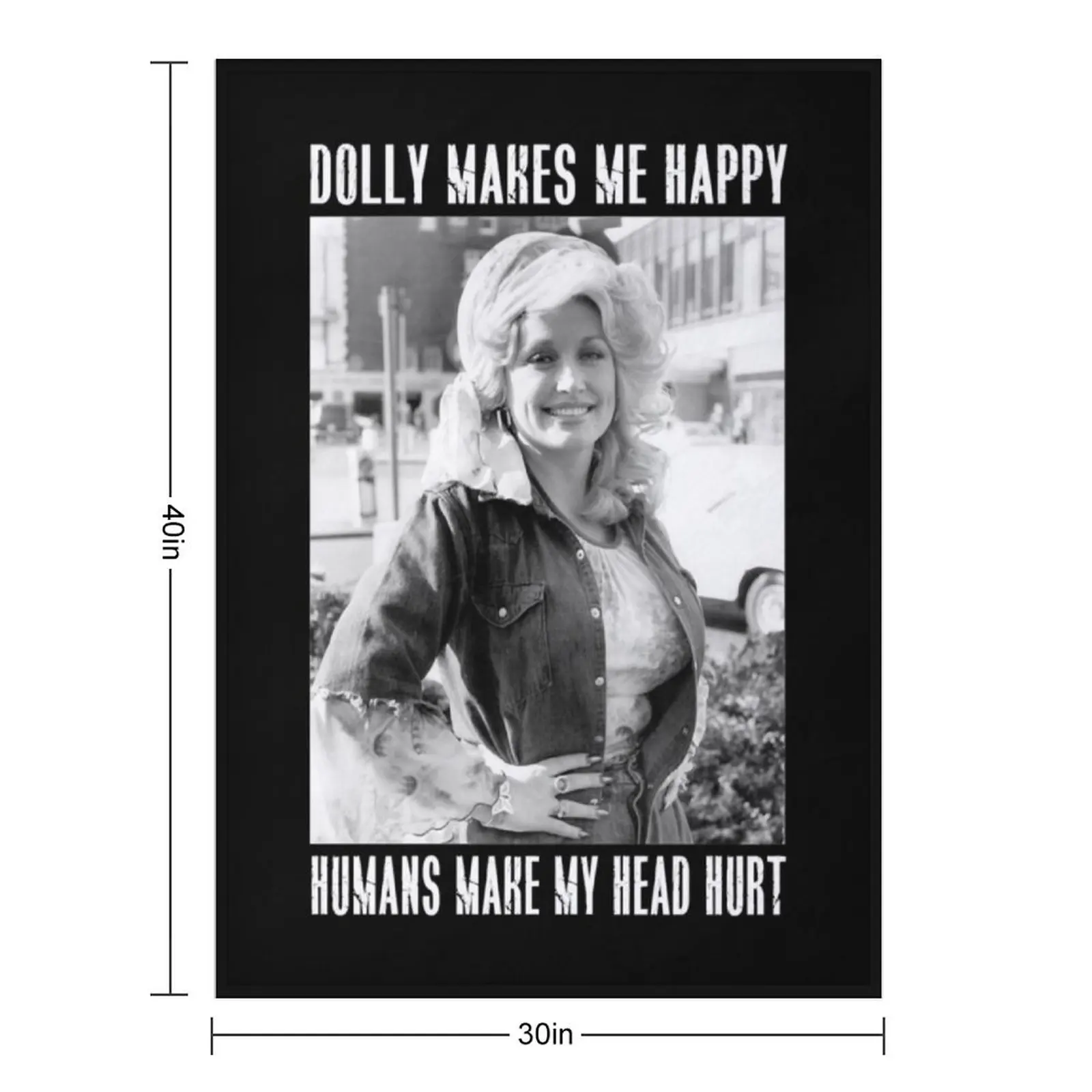Retro Dolly Parton's Makes Me Happy Throw Blanket Stuffeds Soft Beds blankets ands Furrys Blankets