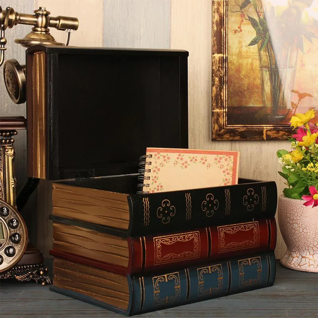 European Retro Fake Book Shape Storage Box Ornaments Office Decoration Secret Item Organizer Household Items Collection