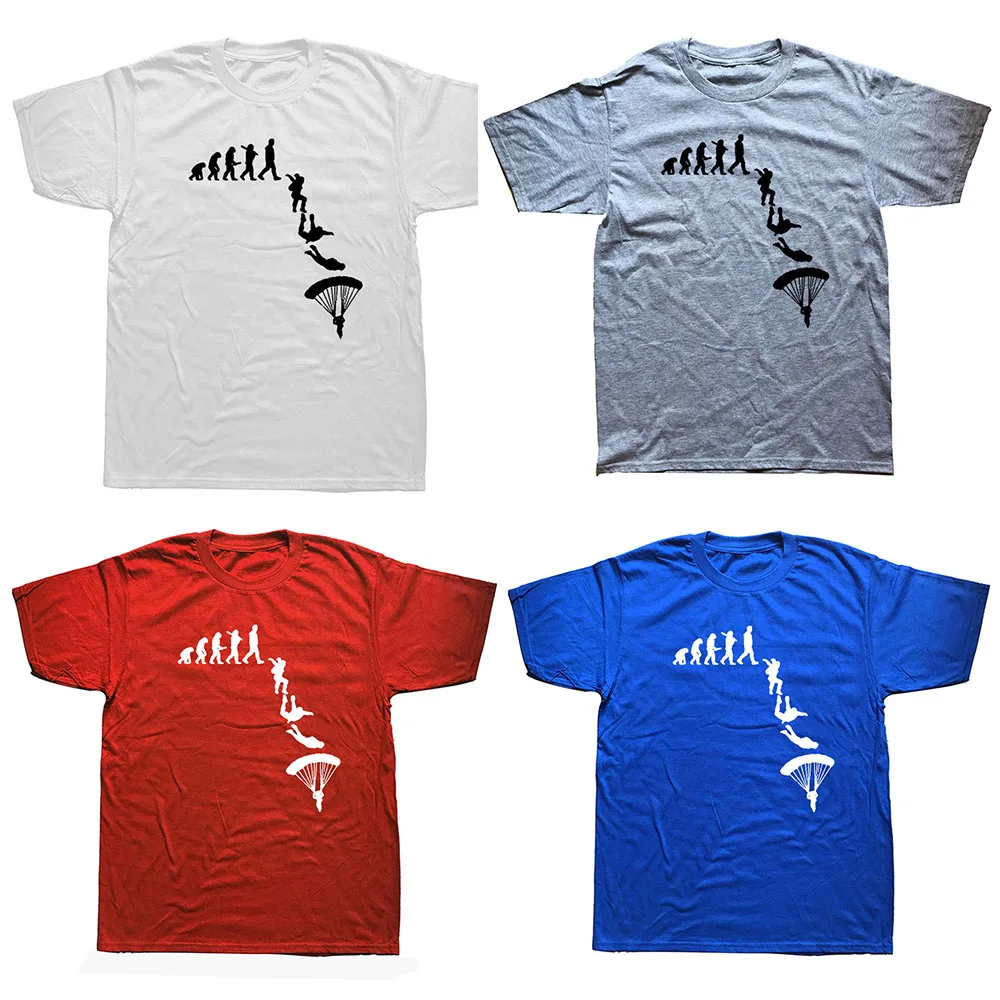 Evolution Skydiving Skydiver Paragliding T Shirts Graphic Streetwear Short Sleeve Harajuku T-shirt Mens