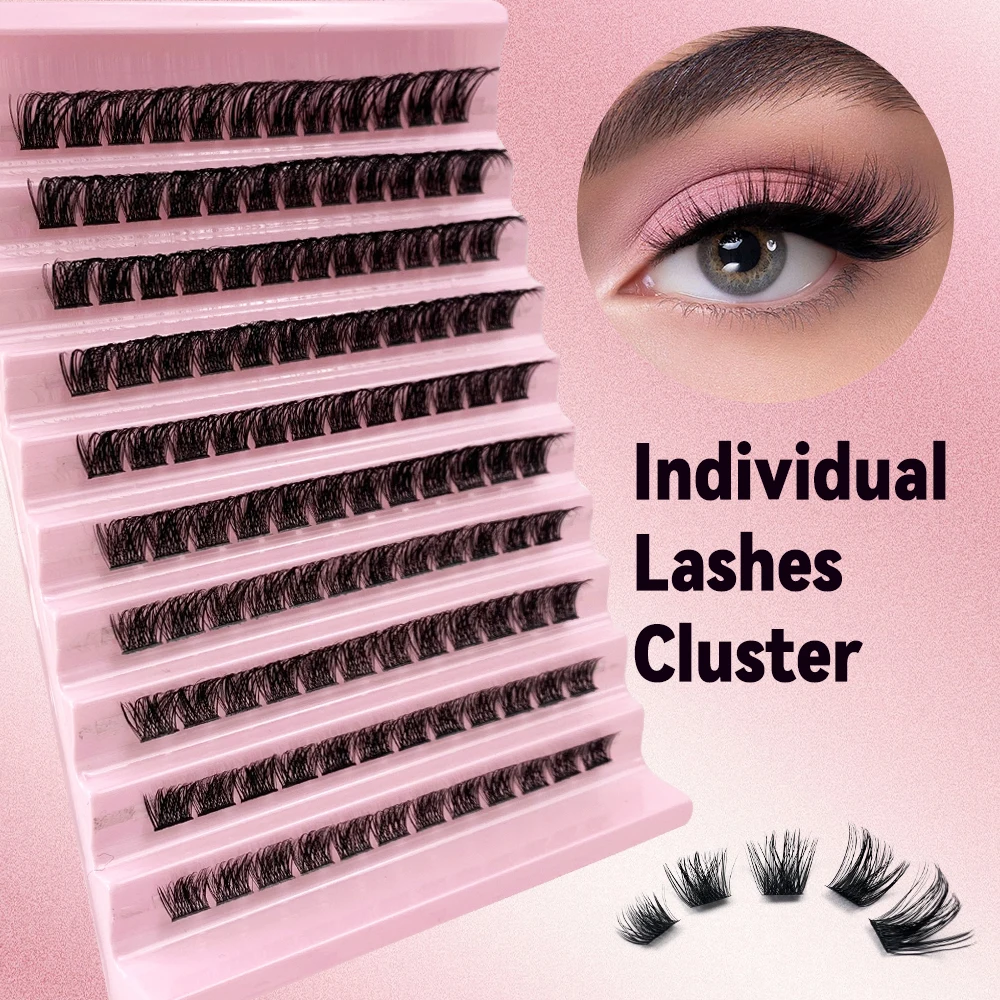 120 Clusters Lashes Extensions D Curl Segmented Wispy DIY False Eyelashes Individual Self Adhesive Natural Look Reusable Make Up