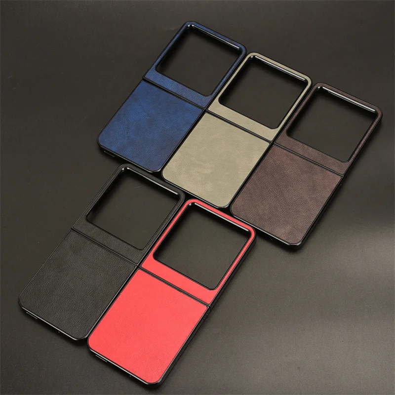 For Infinix Zero Flip X6962 Litchi Grain Leather Skin Pattern PU Book Cover For Tecno Phantom V Flip2 Anti Drop Rear Phone Cover