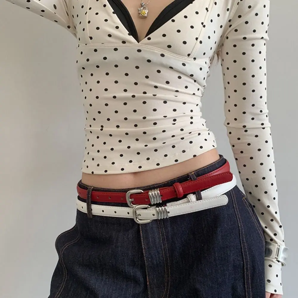 Retro Korean Style PU Leather Belt Simple Versatile Pin Buckle Thin Belt Waist Belt Dresses Decoration