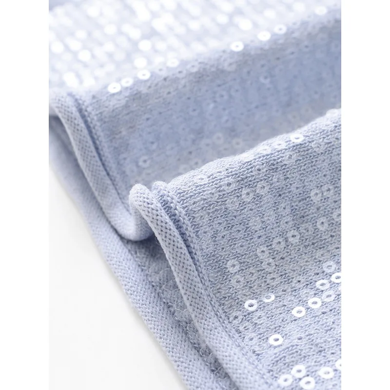   SS2025 Metallic gebreid T-shirt Dames Minimalistisch Ronde hals Ademende stof Zwembadfeest Klaar Casual Nachtleven goedgekeurd