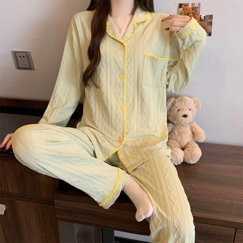

Premium Long-Sleeve Women's Cardigan Set New Spring/Fall Collection Solid Color Minimalist Fashion Loose-Fit Loungewear Set