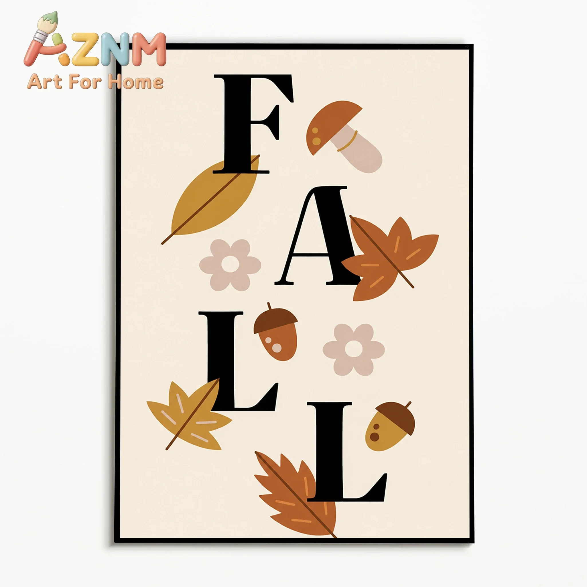 1PC Hello Fall Quote Poster Fallen‑leaves Pumpkin Wall Art Thanksgiving Halloween Canvas Printing Festival Gift Room Wall Decor