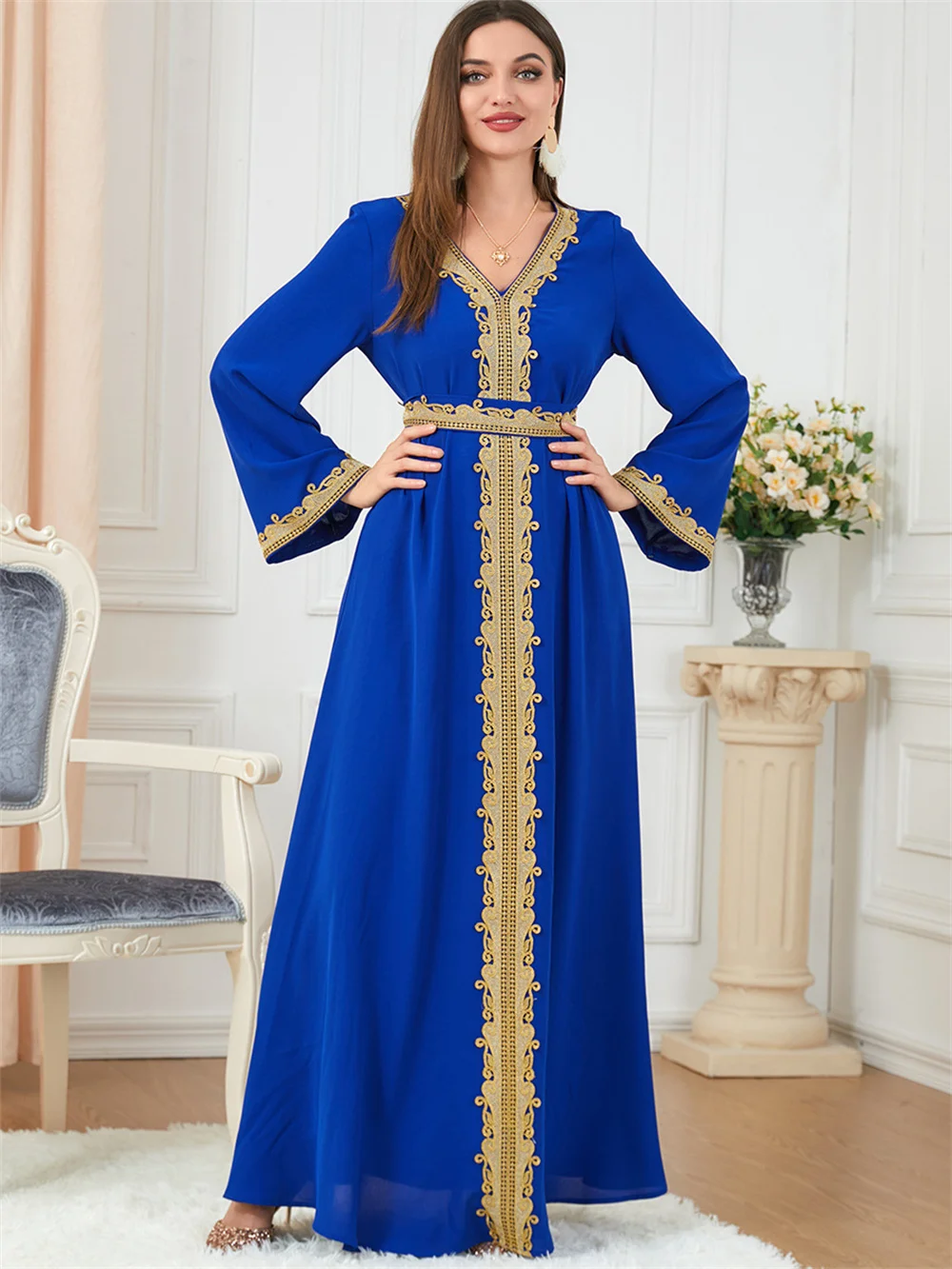 2024 New Modest Eid marocchino caftano per le donne Dubai Luxury Abaya ricamo abiti Party elegante musulmano Islam turchia robe arabe