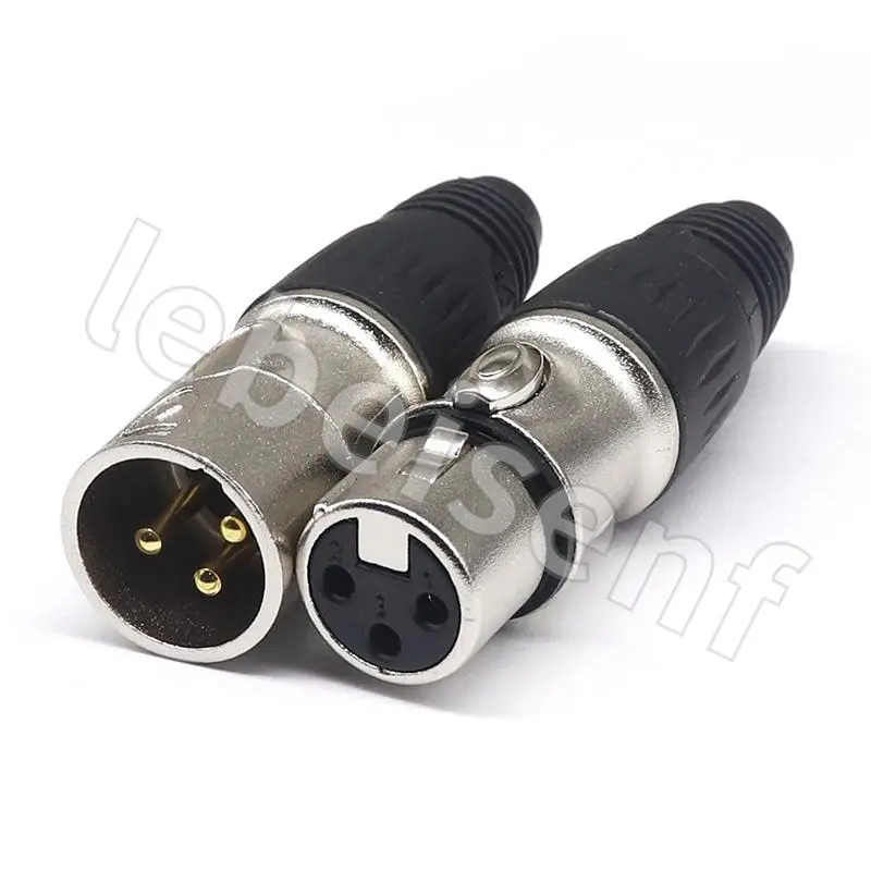 20pcs XLR 3Pin Male/Female Microphone Audio Cable Plug Connector Cannon MIC Cable Terminal Black Silver Microphone Plug