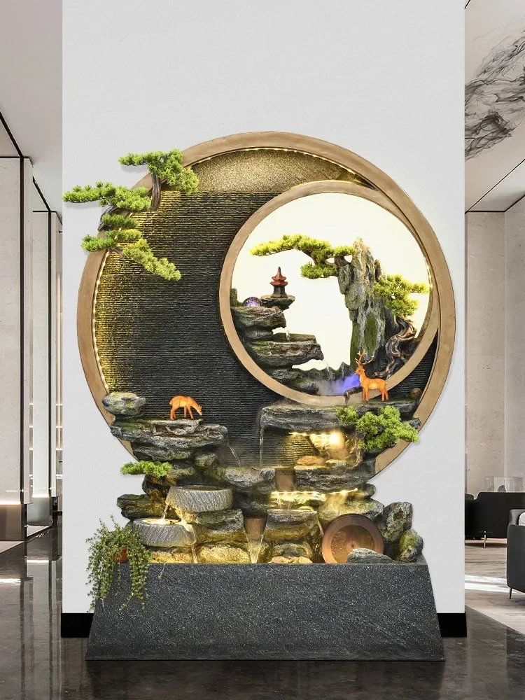 Chinese Style Water Curtain Wall Flowing Water Screen Outdoor Courtyard Landscape Rockery Yard Entrance Decoration Decoration