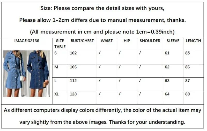 Jeans Dress Single Breasted Long-Sleeved Y2K Denim Dress Fashion Casual Button Lace-up Slimming Denim Dress for Women