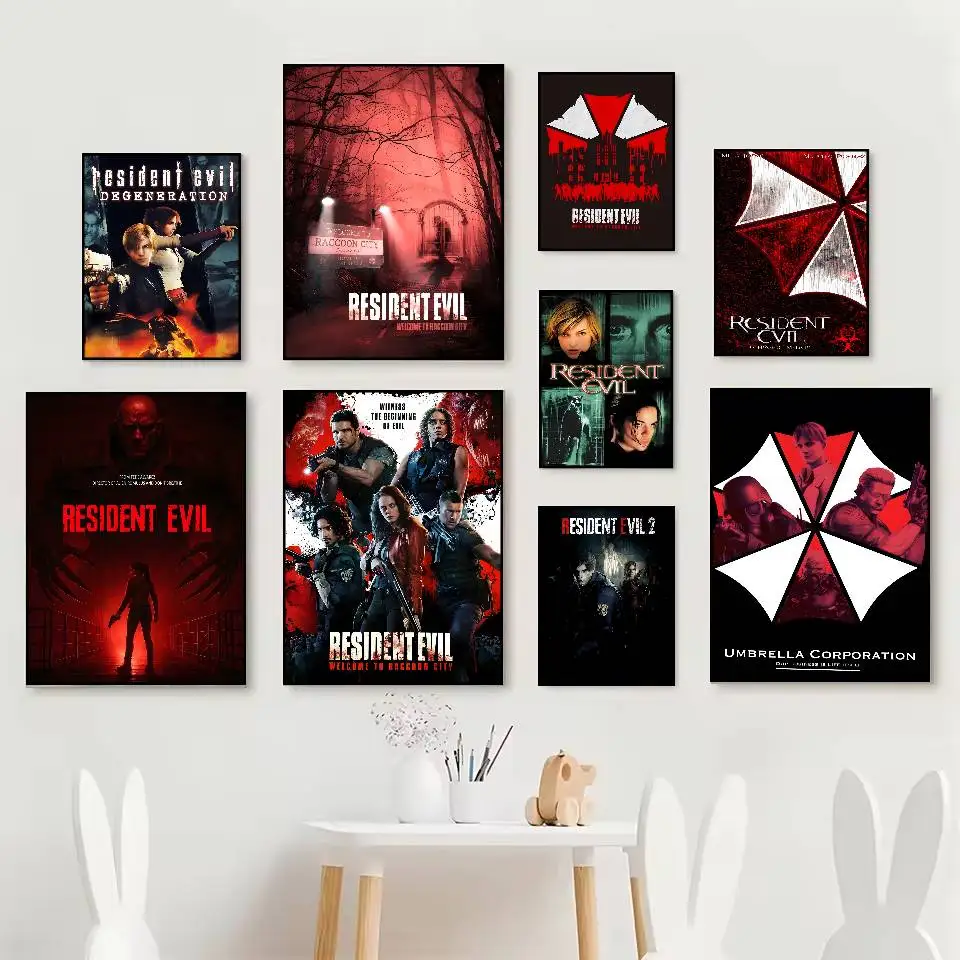 R-Resident E-Evil Game Series Poster HD posters Self adhesive waterproof ideal for living room bedroom bar decoration