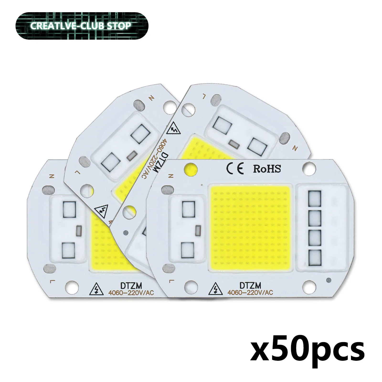 

50pcs 10W 20W 30W 50W COB LED lamp Bead Chip AC 220V LED Bulb Smart IC No Need Driver Flood Light Chip Diy Spotlight Floodlight