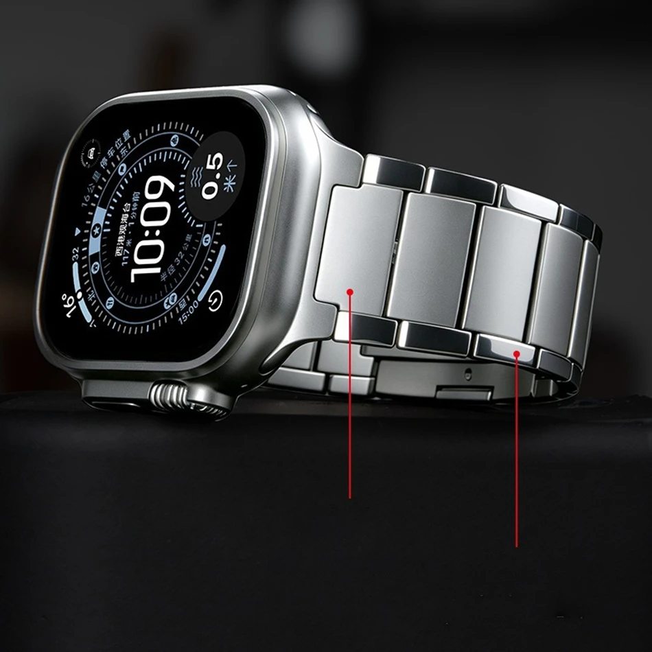 Titanium Matte Three Bead Strap For Apple Watch Ultra 3 2 49/46/45/44/42/41/40/38mm Band For Iwatch Series 12 11 10 9 8 7 6 5 SE
