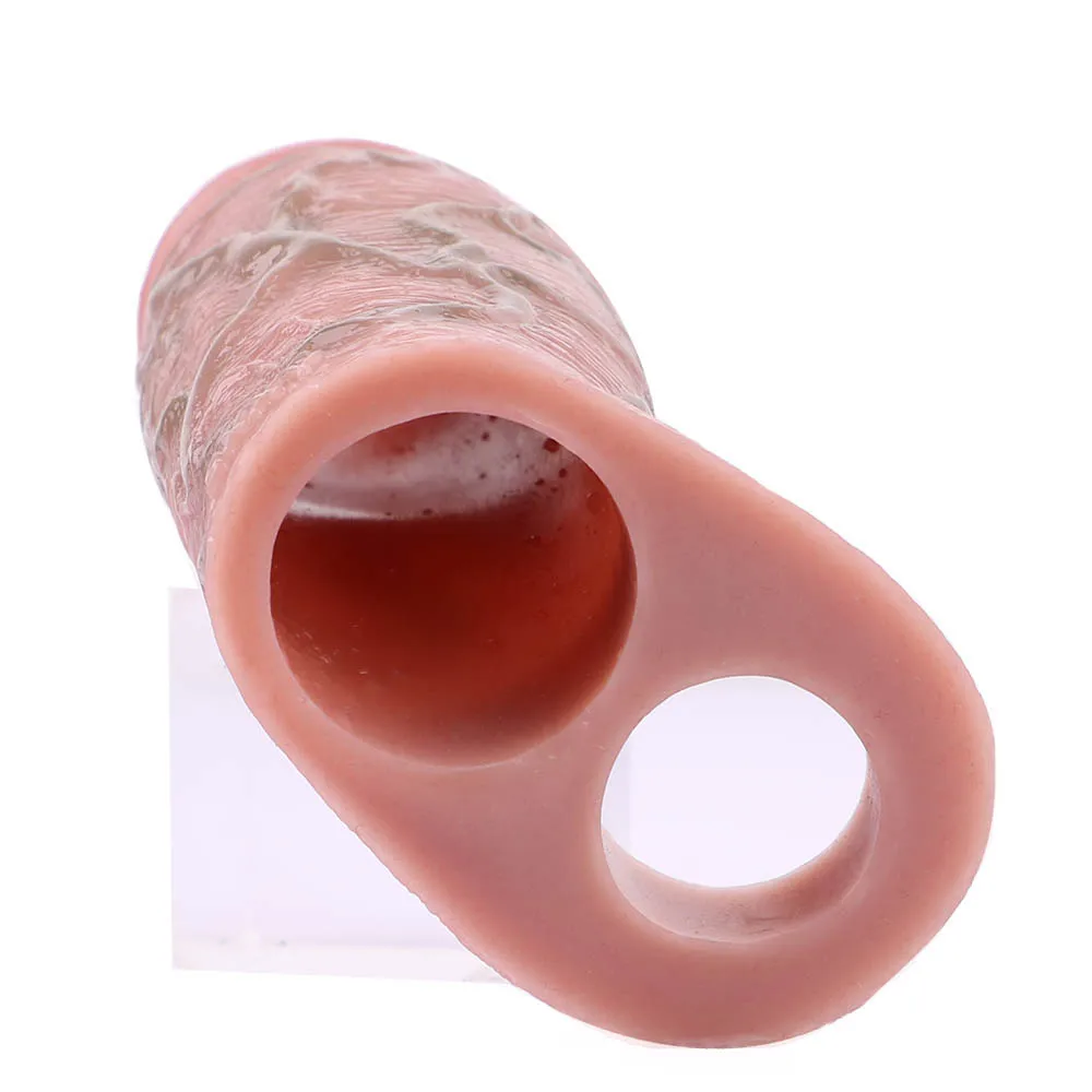 SXXY 13.3CM Open-ended Design Realistic Penis Sleeve With Anti-drop Silicone Condom Cock Extender Sex Toys For Men Enlargement