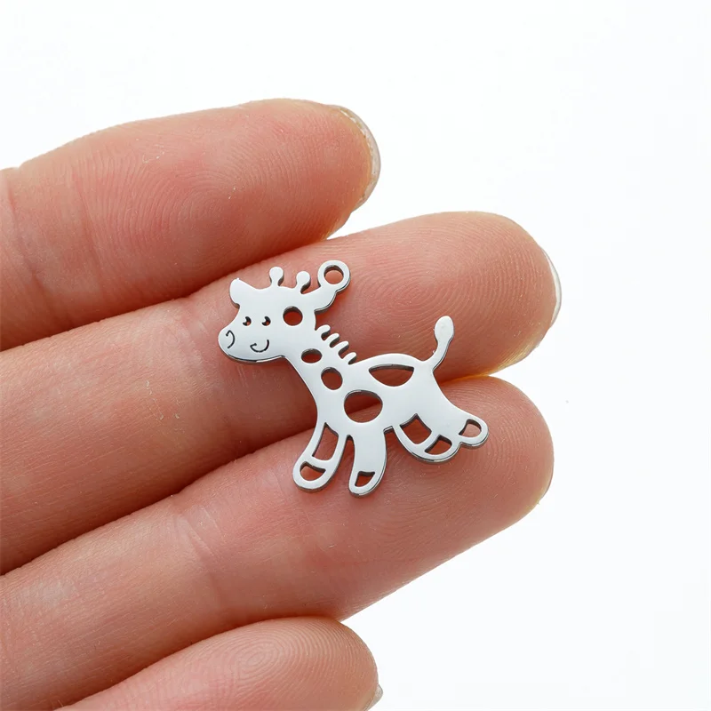 5Pcs/Lot Gold Plated Stainless Steel Giraffe Charms For Women Friend Girls Birthday Diy Jewelry Making Accessories Charm Pendant