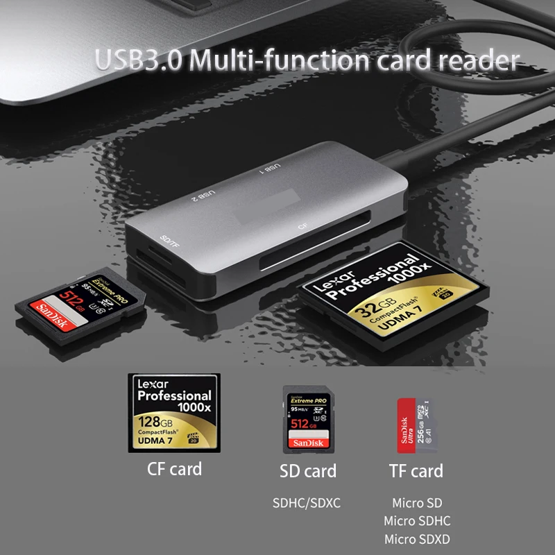 

Plug and Play Splitter Extender USB HUB docking station Multi-function Splitter Adapter SD/CF/TF Card Reader Splitter Extender