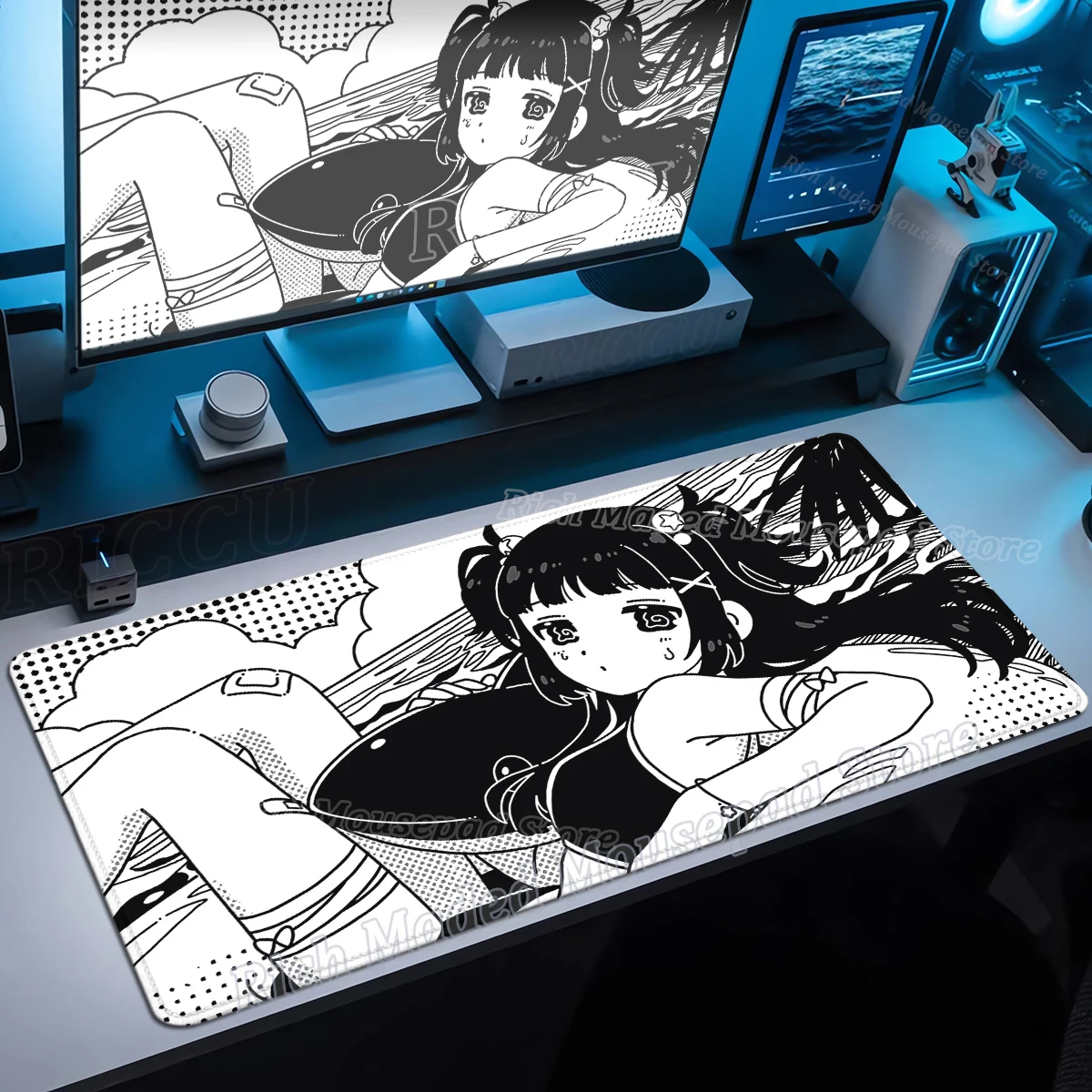 

Large Cartoon Y2K Girl Mouse Pad E-Sports Gaming Black Mousepad Gamer Desk Decort Mat HD Cute Girls XXL Mouse Mat PC Accessories
