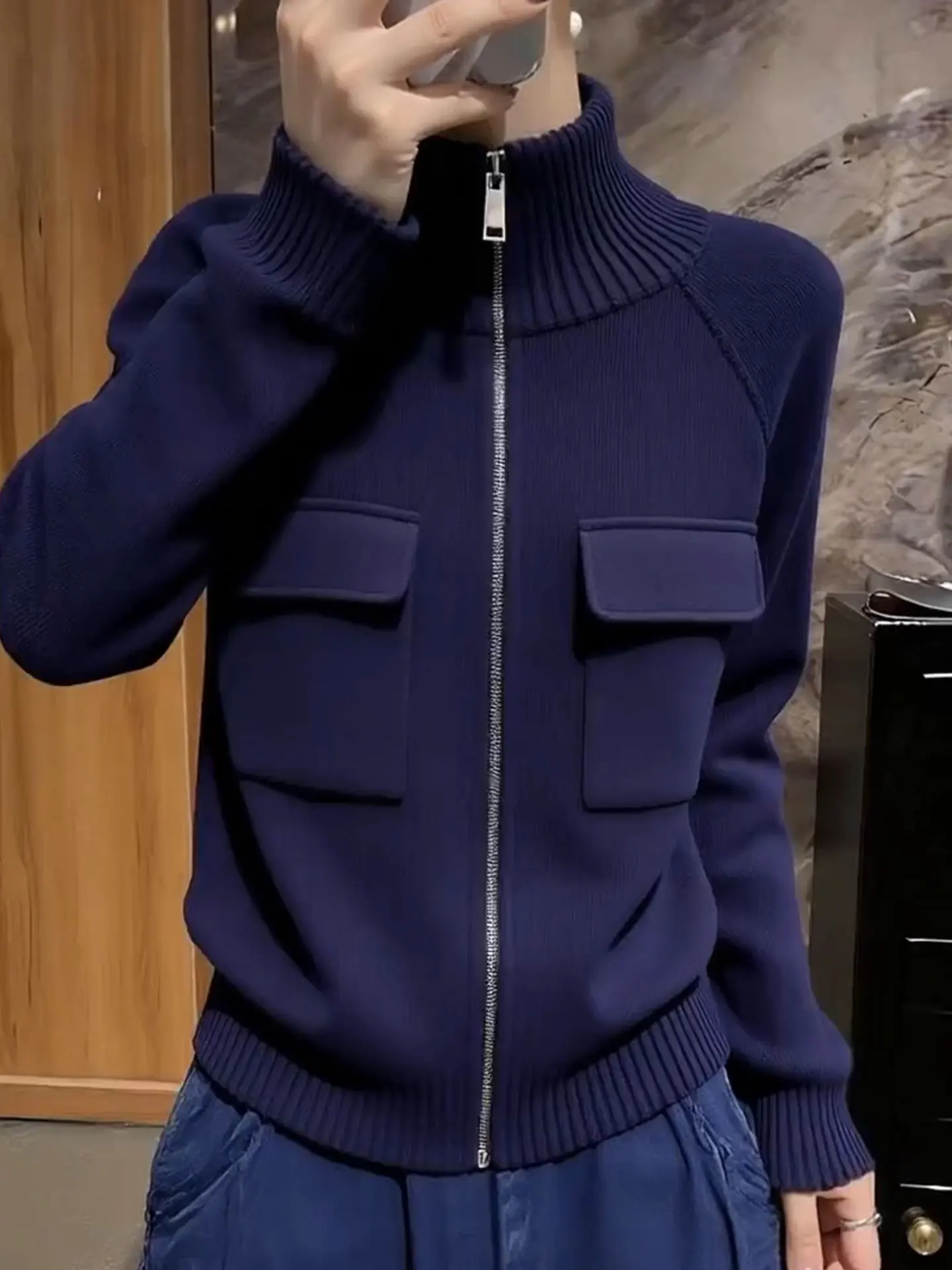 

Женский вязаный свитер Ele Pure Color с высоким воротом и длинными рукавами, зимний, повседневный, комфортный, премиум-класса