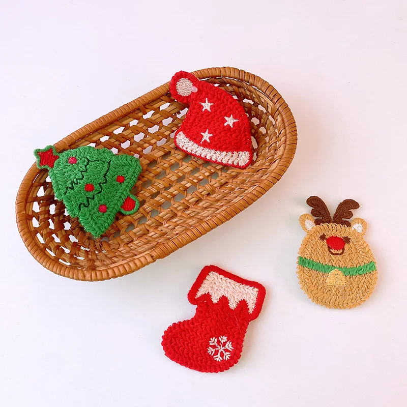 Christmas Hair Clips Set 1PC Knitted Santa Snowman Reindeer Festive Party Hair Accessories for Kids Girls Xmas Gift