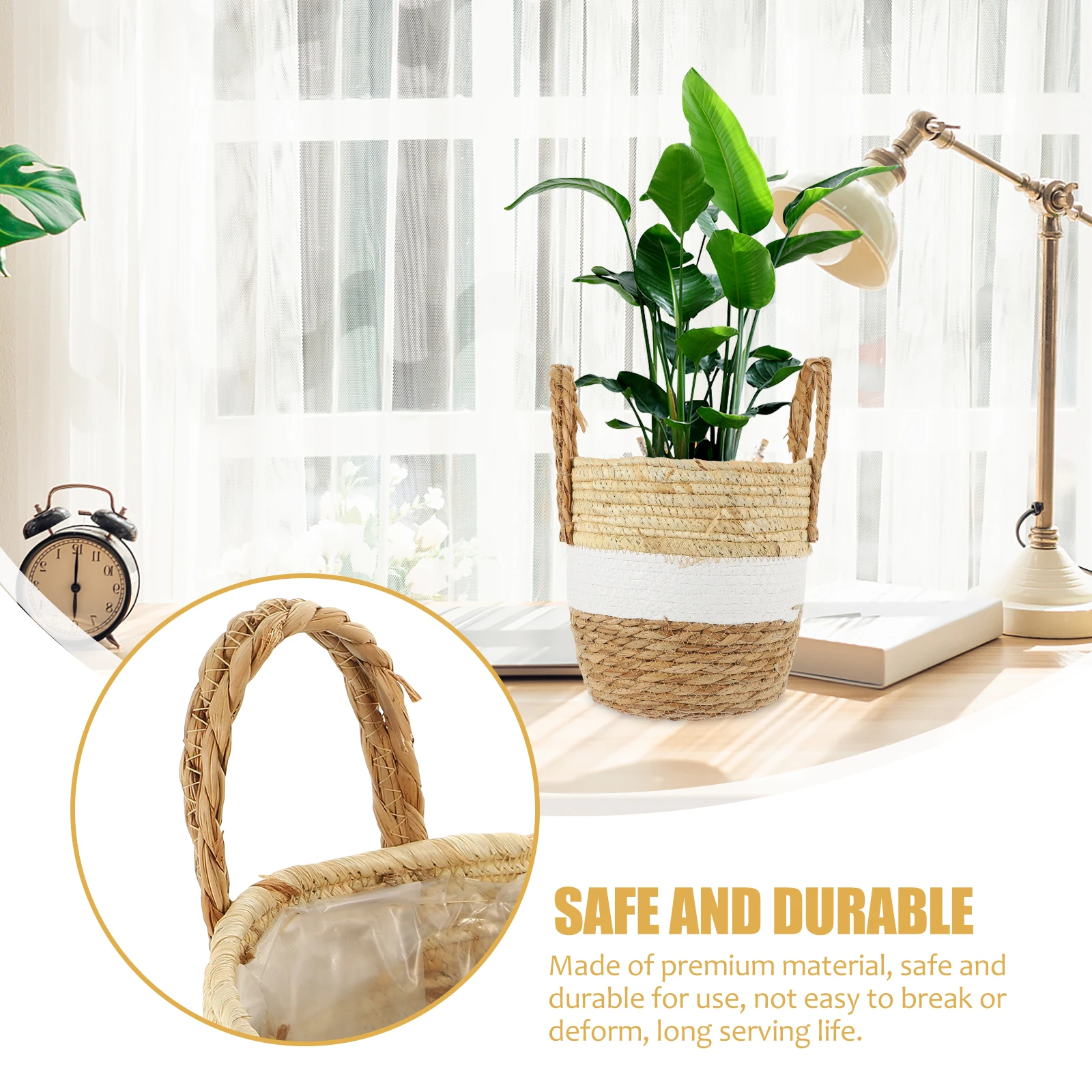 

Seagrass Plant Woven Seagrass Basket Flower Planter Natural Decor Indoor Container Large Planter Garden Supplies