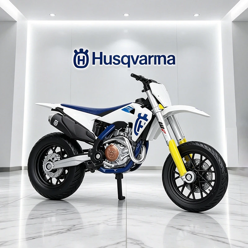 Bburago 1/18 Husqvarna FS450 Motorradmodell aus Legierung, Sammlerstück, mit Stoßdämpfer, Offroad-Motorradmodell