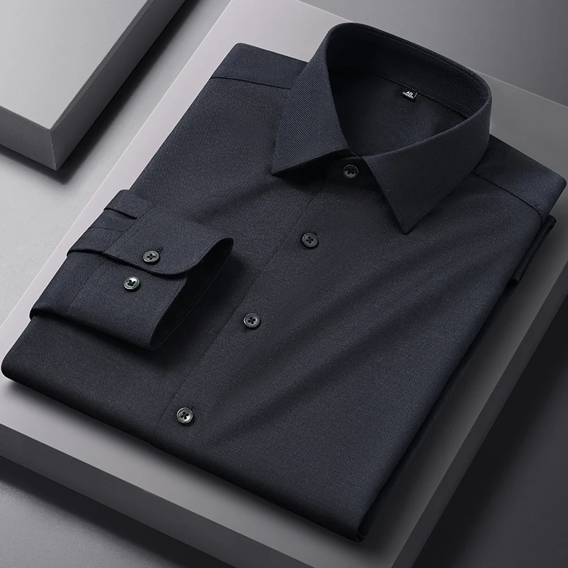 New Modal Men Shirt Long Sleeve Slim Fit Business Casual White Office High Quality Long Sleeve Shirt for Men Anti-wrinkle 4XL