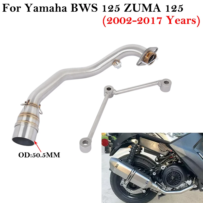 

Slip On For Yamaha BWS 125 ZUMA 125 2002 - 2017 Motorcycle Exhaust Header Escape Systems Front Link Pipe Connection 51mm Muffler