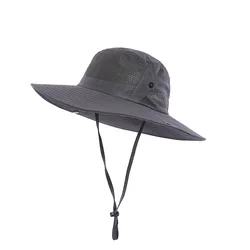 Summer UV Protection Bucket Hats For Men Women Ponytail Sun Hat Breathable Mesh Fisherman Caps Male Outdoor Cycling Fishing Hat