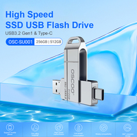 OSCOO SU001 SSD Flash Drive Portable SSD External SSD USB 3.2 Gen1 & Type C Flash Drive Pendrive Type C Read Speed Up to 550MB/s