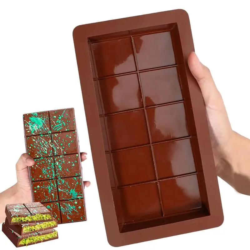 10 Grids Silicone Chocolate Candy Bar Mold Food Grade Chocolate Snacks Cake Making Mould For Filling Cream Butter