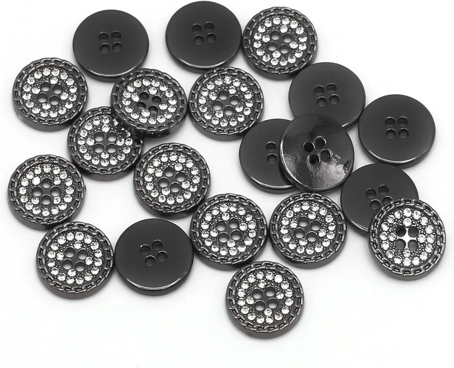 10pcs 11mm 4 Holes Rhinestone Buttons, Luxury Metal Shirt Buttons for Clothing Women Blouse Decoration DIY Sewing Accessories