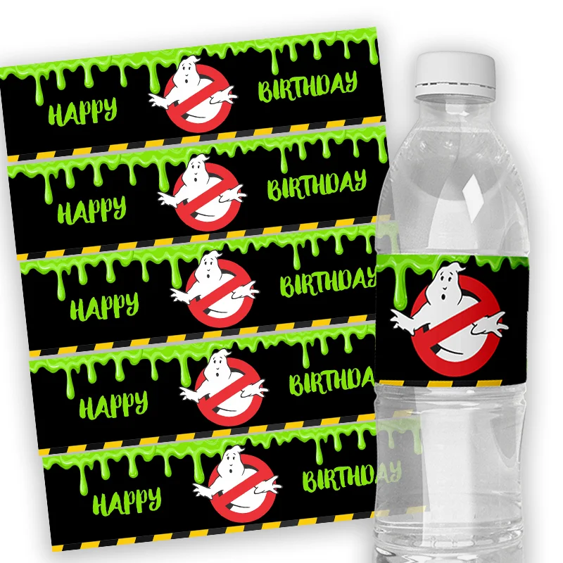 6pcs Personalized Custom Ghost Busters Water Bottle Wrappers Labels Stickers Kids Baby Shower Birthday Party Decoration Supplies