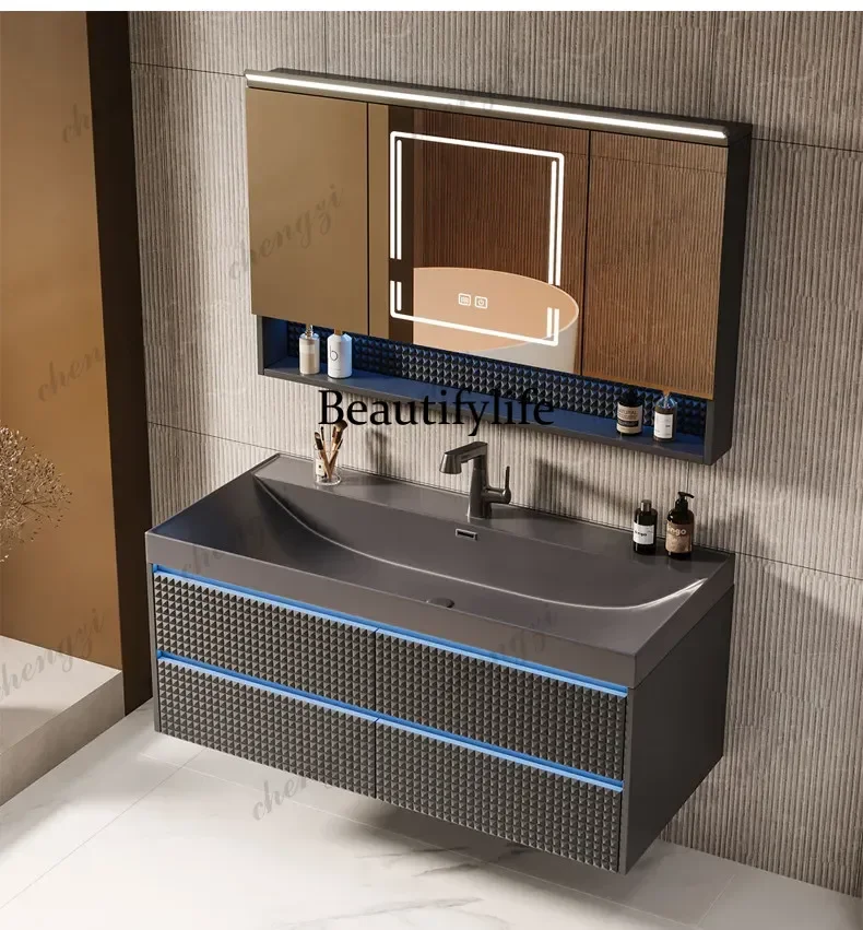 Double Vanity Bathroom Set Sink Included Luxury Furniture Full Integrated Marine Design Intelligent Solid Wood Cabinet For Wash