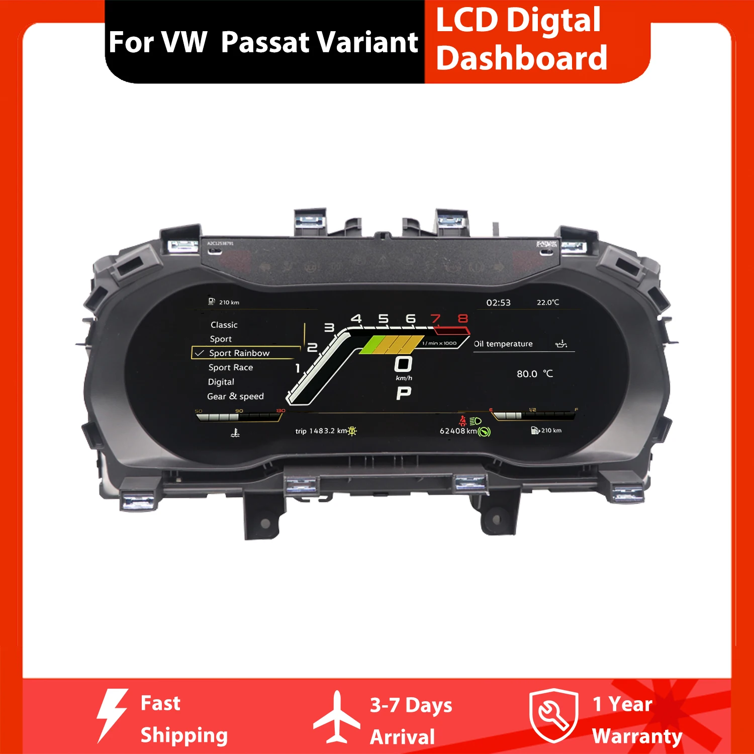 

Car Digital Cluster Instrument For Volkswagen Passat Variant 12.3'' LCD Dashboard Monitor Display 2016 2017 2018 Dashboard Panel