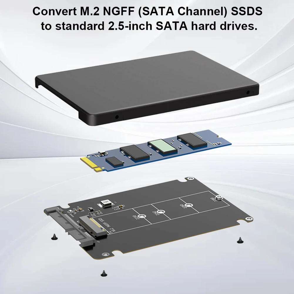 Adaptador M.2 NGFF B Key para Case de SSD SATA de 2,5 polegadas, Adaptador M.2 SSD, Adaptador M.2 NGFF SSD para SATA III de 2,5 polegadas para Laptop