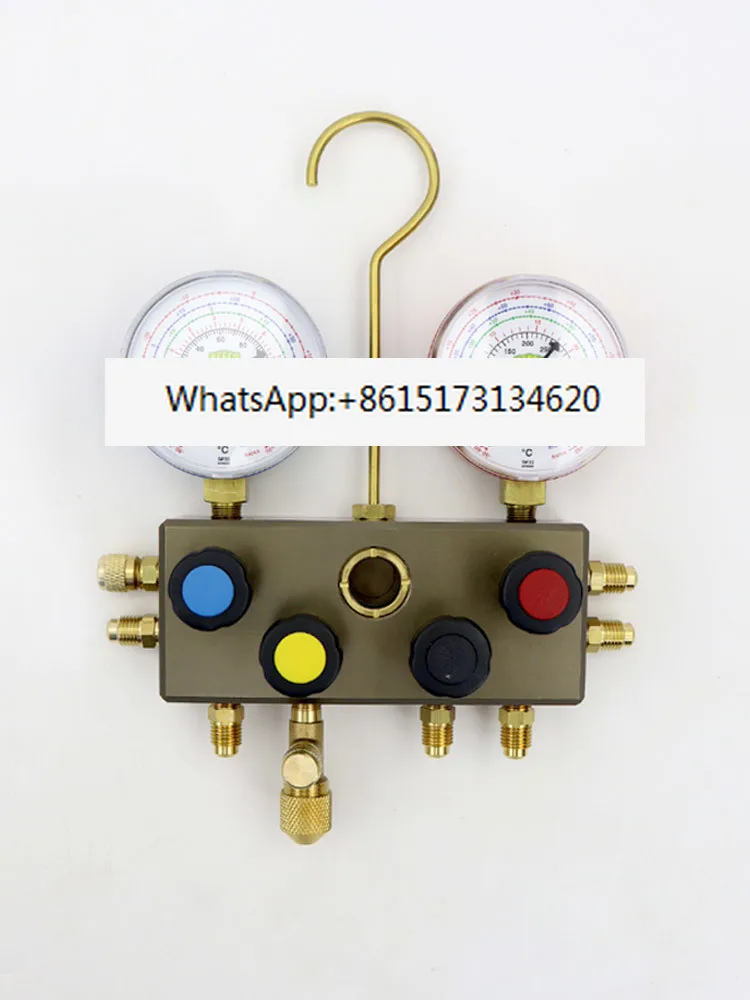 Air conditioning refrigeration 4-valve multi-channel refrigerant snow seed fluorination high and low pressure gauge group