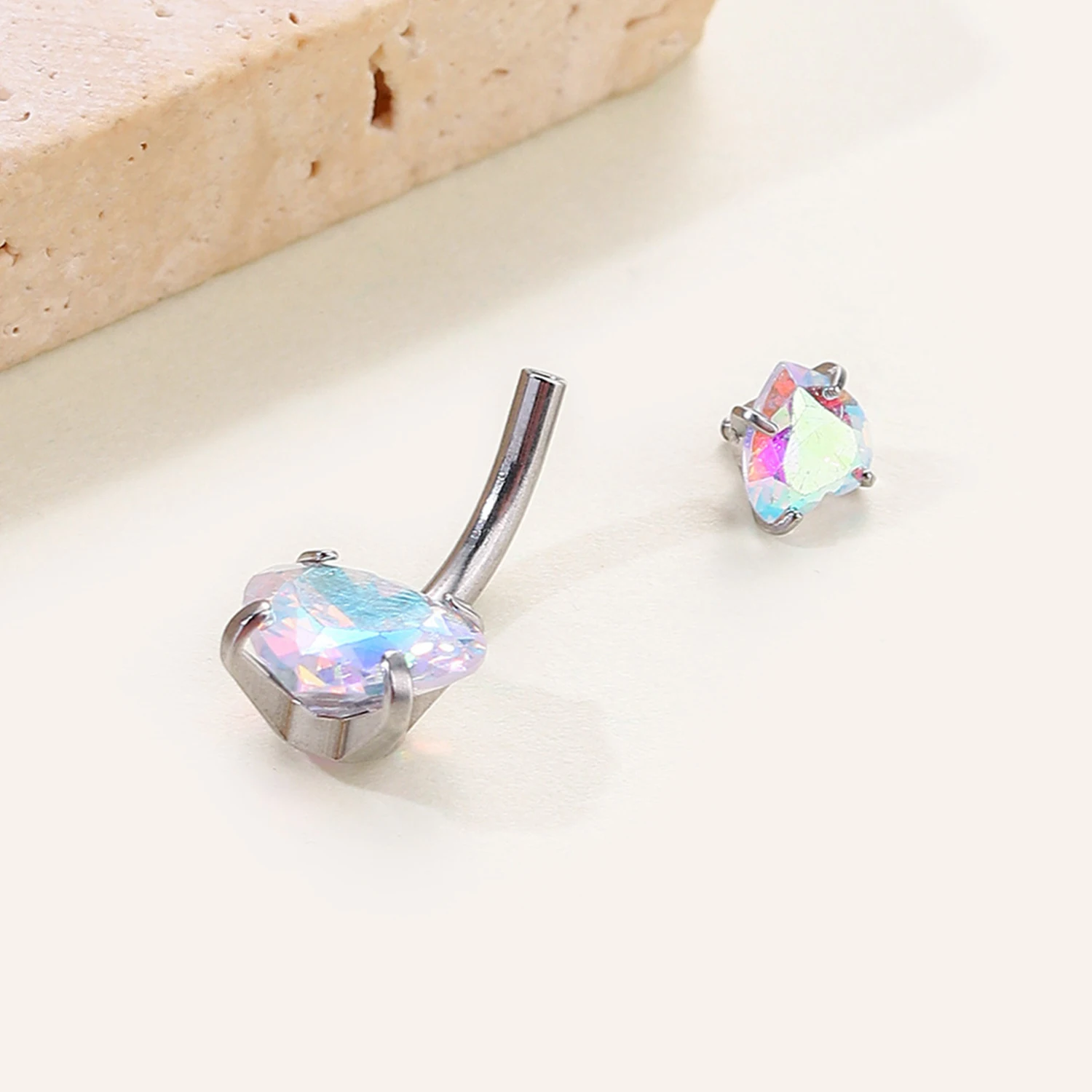 1 PC Heart Crystal Belly Button  Piercing Navel Bar Stud Retainer Piercing Dangle Piercing Jewelry