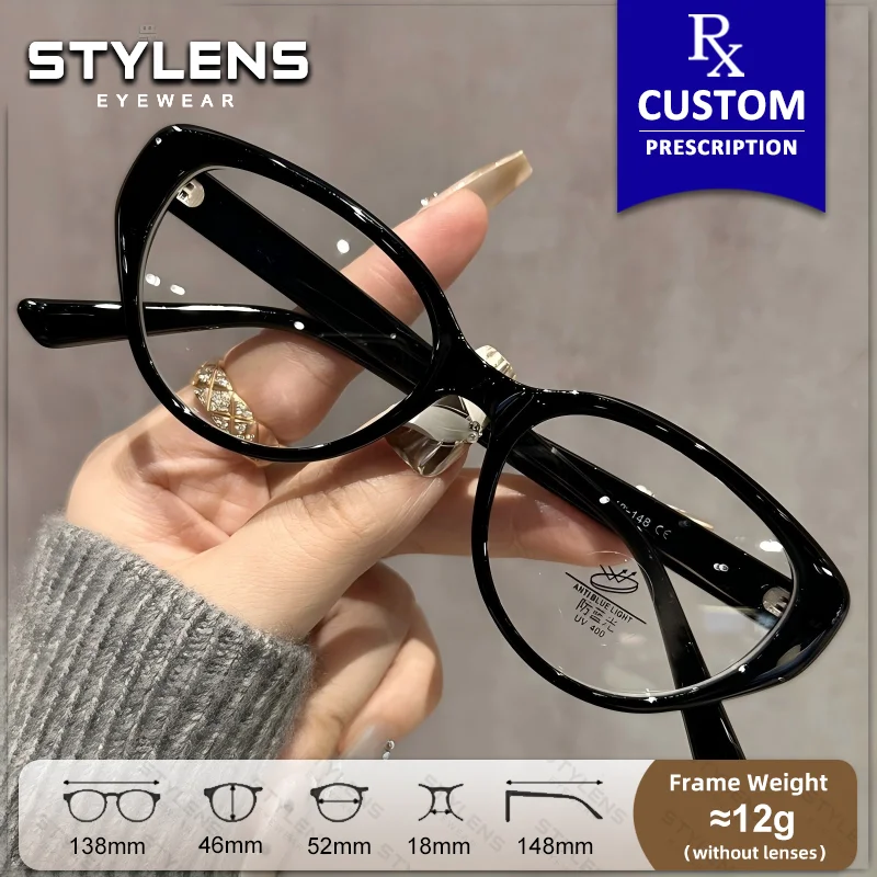 STYLENS New Cat Eye Lady Photochromic Myopia Prescription Glasses Progressive Reading Glasses Anti Blue Light Computer Eyewear