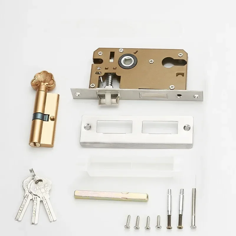 European Style Retro Door Handle Lock Aluminum Alloy Vintage Interior Bedroom lock Anti-theft Home Room Safety Door Locks