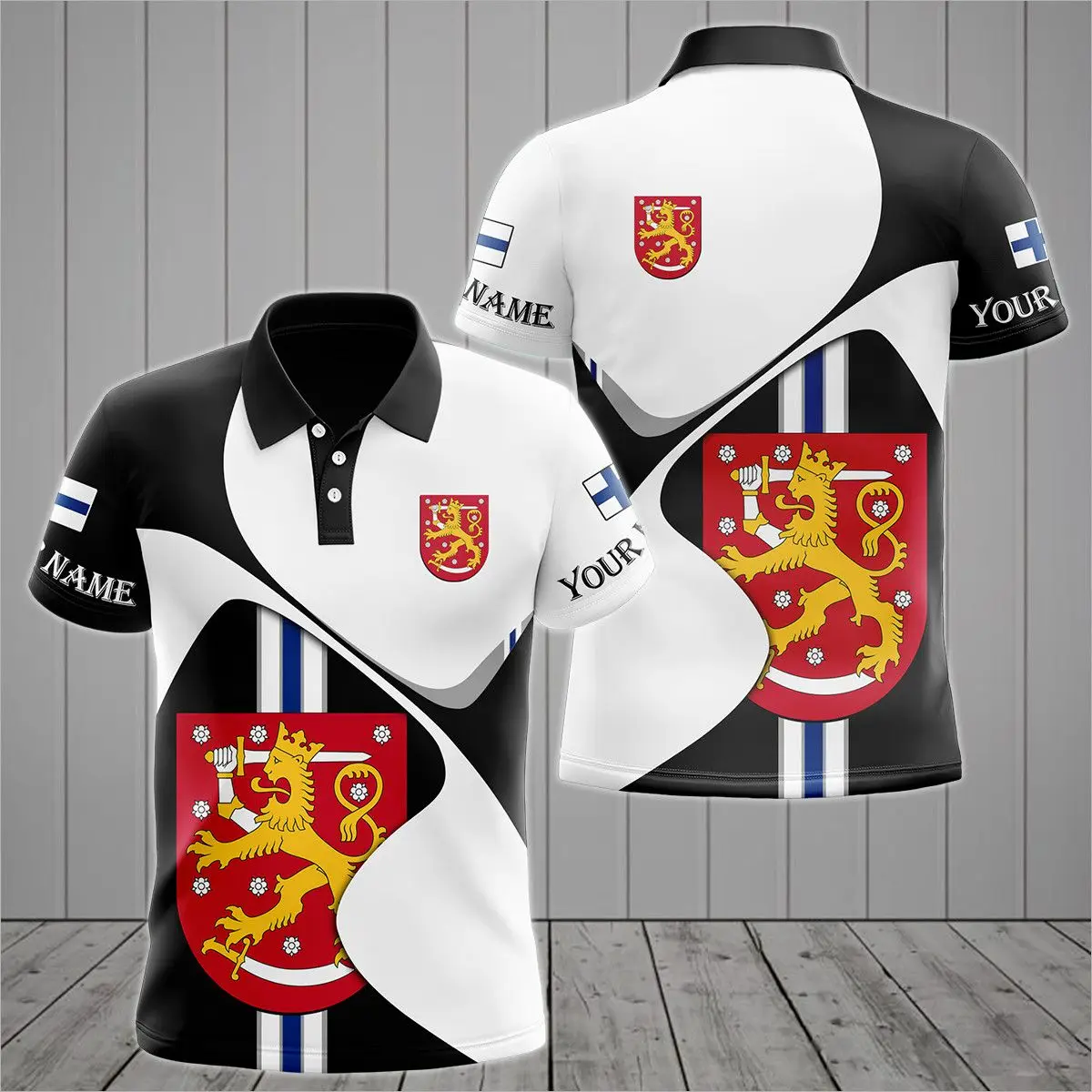 Polo personalizado con Bandera de Finlandia y abrigo de brazos para hombre, ropa de calle informal de verano, Jersey suelto de moda, ropa deportiva de talla grande