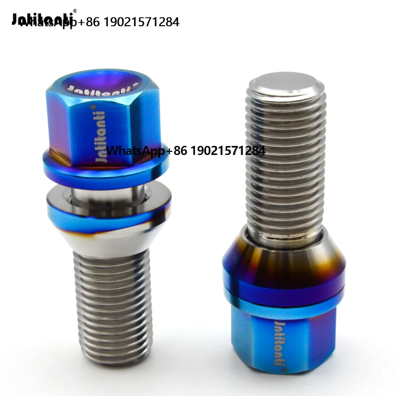 

Jntitanti Burnt Blue Floating Washer Cone Seat Gr.5 Titanium Wheel Bolt Hub Titanium Bolt M12*1.5*28 for Racing Car