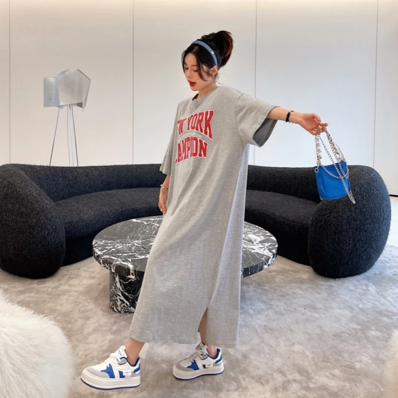 Women's Casual Oversized T Shirt Nightdress Summer Thin Short-Sleeved Pajamas Dress Female Fashion Loose Home Clothes Dress