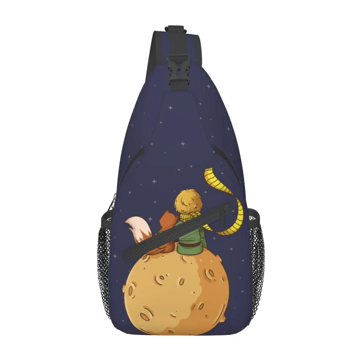 The Little Prince Fox Crossbody Sling Bags Small Chest Bag Amine Fairy Tale Shoulder Backpack Daypack for Hiking Outdoor Sports