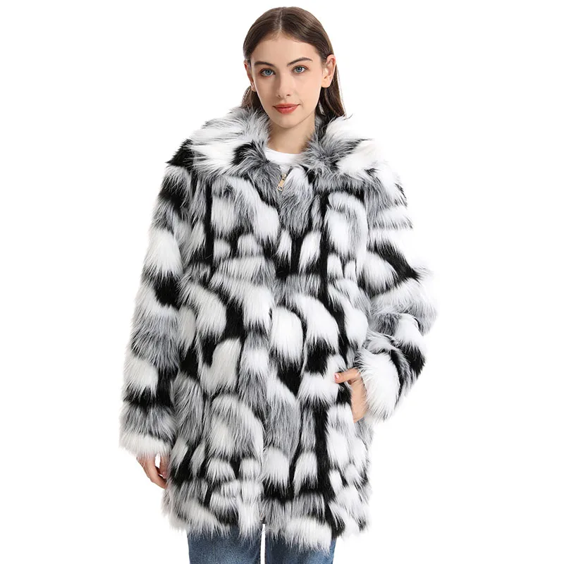 High Quality Fur & Faux Fur Coat 2025 New Winter Warm Women Fur Coat Fashion Temperament  Imitation Fox Fur Women Fur Coat H355