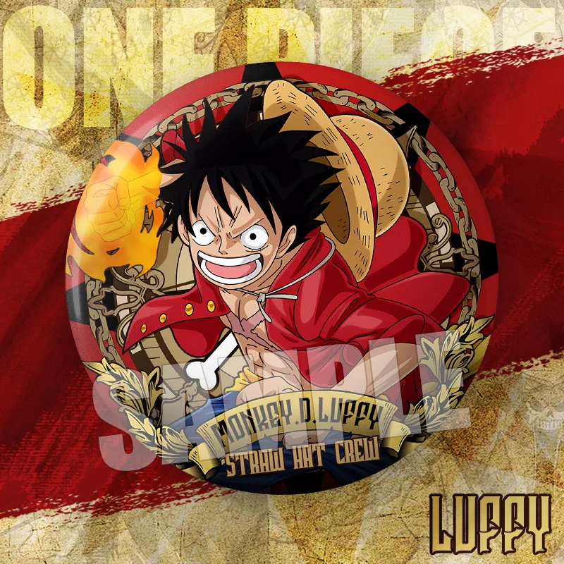 One Piece Luffy Tinplate Pin Roronoa Zoro อะนิเมะอุปกรณ์ต่อพ่วงเสื้อผ้ากระเป๋าเป้สะพายหลังรอบปุ่มเข็มกลัด Lapel ป้ายเครื่องประดับพัดลมของขวัญ