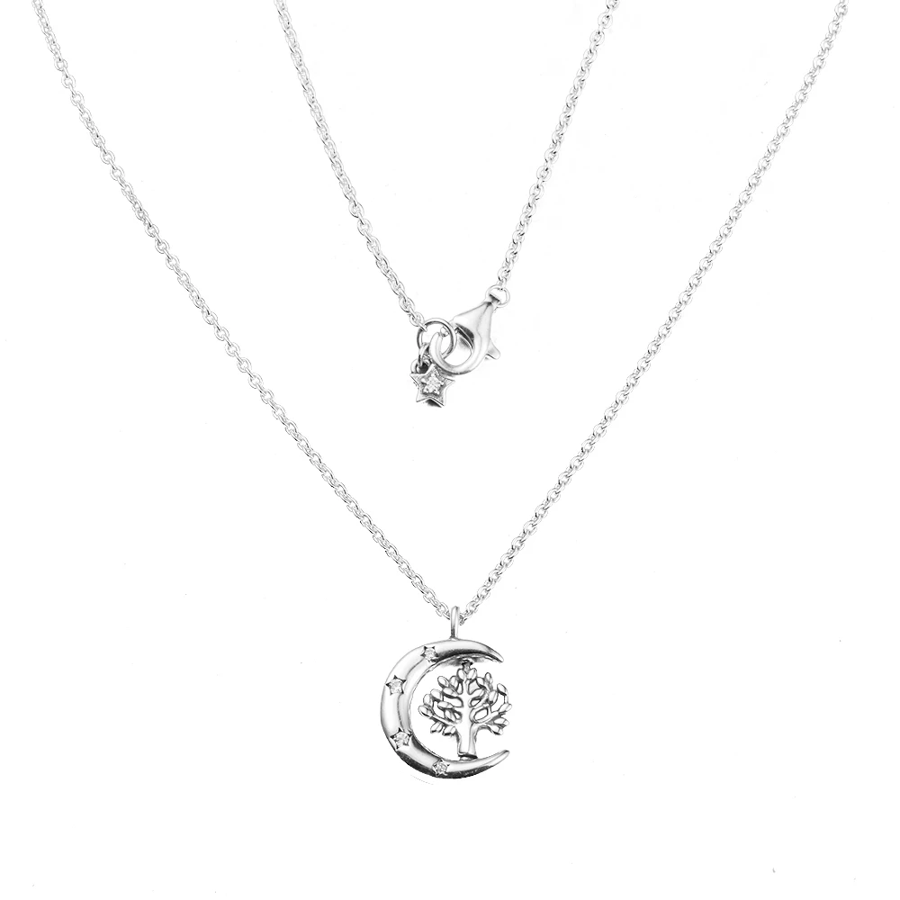 2024 Valentine's Moon & Spinning Tree Of Life Necklace Fits Original Charms Sterling Silver Necklace For Woman Fashion Jewelry