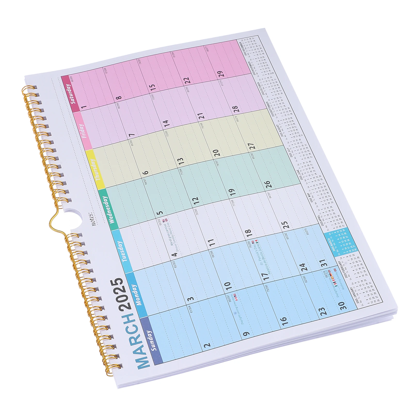 

Wall Calendar 2025 International Holidays Paper Monthly Layout Spiral Hanging Planner Office Supplies Cute Flip Desktop