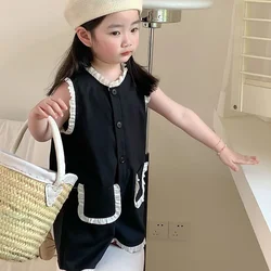 Girls Lace Jumpsuit For Summer New Korean Version Of Fashionable Thin Sleeveless Rompers For Children Clothing Baby Bodysuit