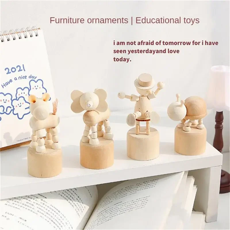 Wooden Nordic Style Bedroom Decoration Children Educational Toys Lovely Small Animals Creative Mini Tabletop Ornaments